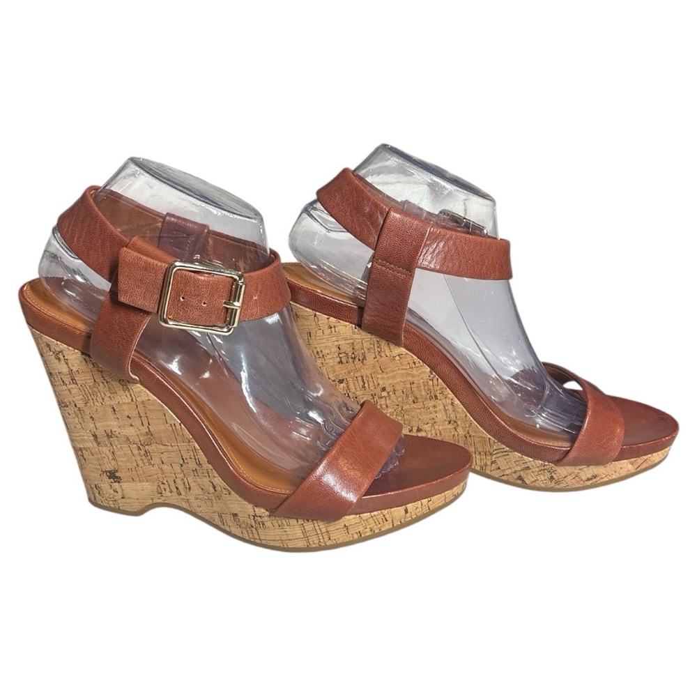 Calvin Klein Elegant Tan Wedge Sandals Size 10